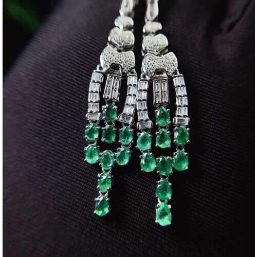 Natural emerald Earring fashionable gem quality 925 silver 3x4mm