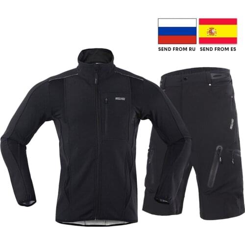 ES/RU Warehouse! Winter Cycling Jacket For Men Women Fleece Thermal Reflective MTB Coat Bike Windbreaker Downhill Trousers