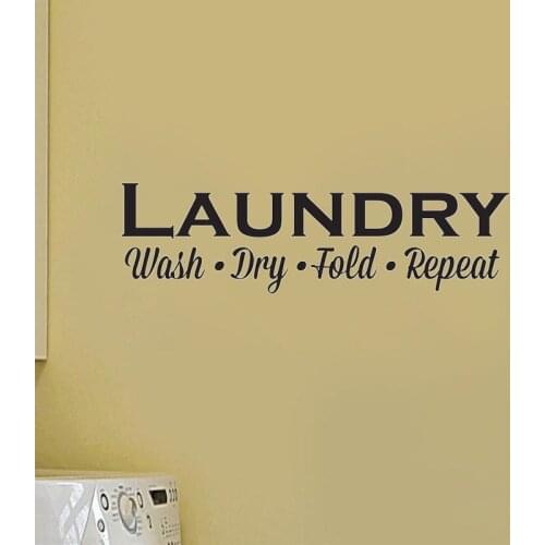 Laundry Wall Decals Laundry Room Wash Repeat Laundry Room Sign Vinyl Wall Sticker Waterproof Removable Wallpaper Poster