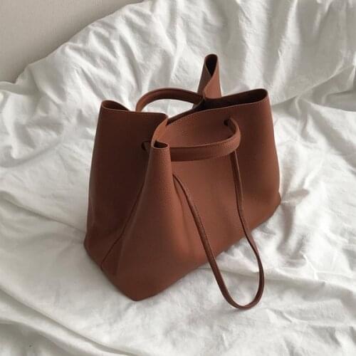Casual Matte Leather Buckets Bag For Women Designer Handbags Luxury Pu Shoulder Messenger Bags Large Capacity Tote Lady Purses
