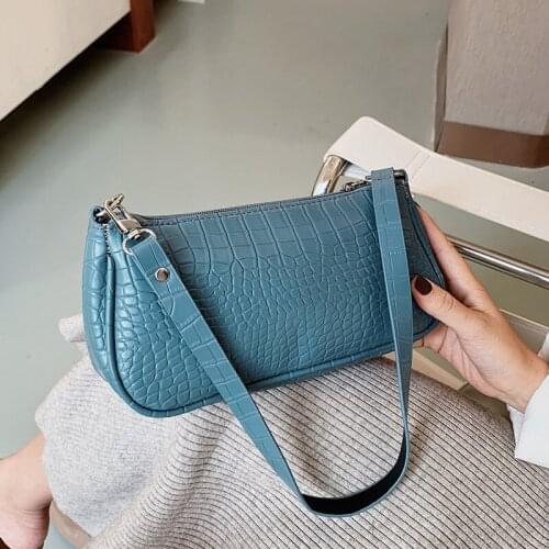 PU Leather Shoulder Bags For Women 2021 Fashion Ladies Trended Bag Designer Handbag High Quality Crocodile Pattern Underarm Tote