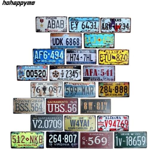Hohappyme American License Plate USA Plaques Signs Car Number Garage Decoration Metal Tin Sign Vintage Home Decor 15x30cm