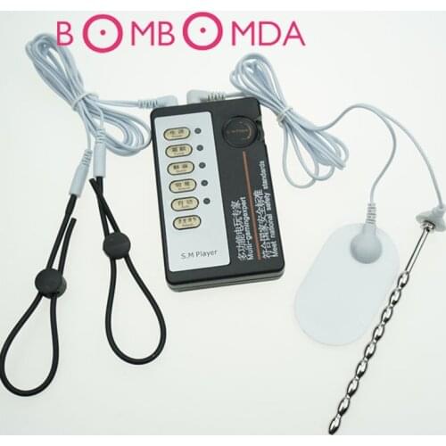 Electric Shock Penis Extender Cock Ring Urethral Sound Plug Electro Stimulator Massage Medical Themed Toys
