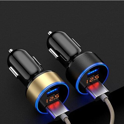 Universal New Fast Digital Smart Car Cell Phone Aluminum Charger Display Car Charger 3.1A Dual USB Car 2 Ports Charger Adapter