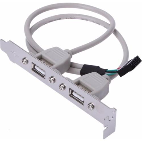 External 2 Ports USB Rear Panel Bracket Motherboard Cable USB 2.0 Connector Cable Adapter Computer Accessories White