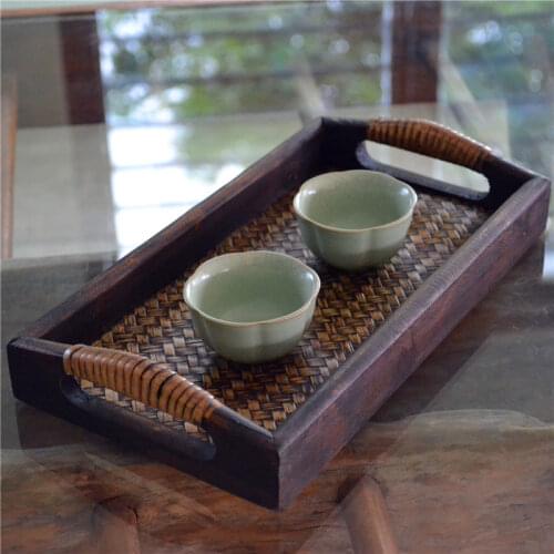NEWYEARNEW Wooden Tea Fruit SPA Tray Home Decoration Art Article Retro Furnishing Thai DIY