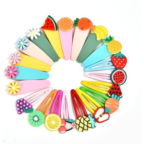 10/15/20 Pcs/Set Girls Cute Cartoon Animals Fruit 5 cm Hairpins Children Lovely Hair Clips Barrettes Kids Hair Accessories