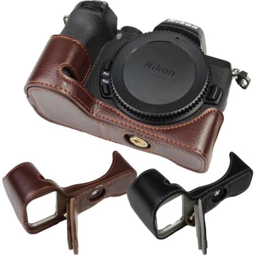 Protective Genuine Leather Camera Case For Nikon Z50 Z-50 Half Body Skin Cover With Battery Opening