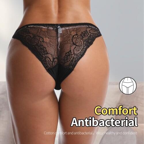 Womens Sexy Lace Panties Seamless Cotton Crotch Breathable Ladies Low-Rise Lingerie Underwear Comfortable Underpants