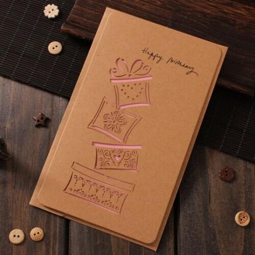 1pcs/pack Postcard Kraft Paper Christmas Openwork Greeting Card Birthday Holidays Mother 's Day Teacher 's Day Supplies