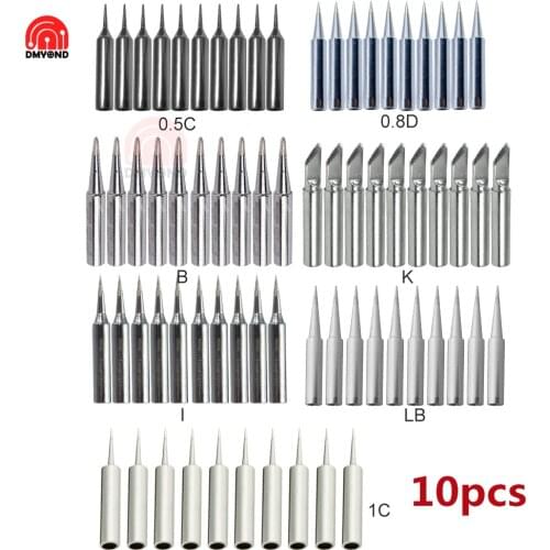 10pcs Soldering Iron Tip 900M T Diamagnetic Copper Lead-free Solder Tip 0.8D/0.5C/1C/LB/B/I/K Soldering Station