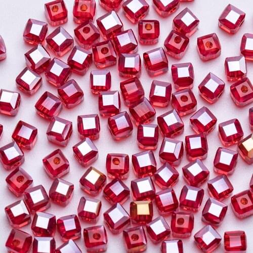 4 6mm Austria Green Faceted Square Glass Beads For Jewelry Making Diy Decoration Transparent Loose Crystal Cube Bead Wholesale