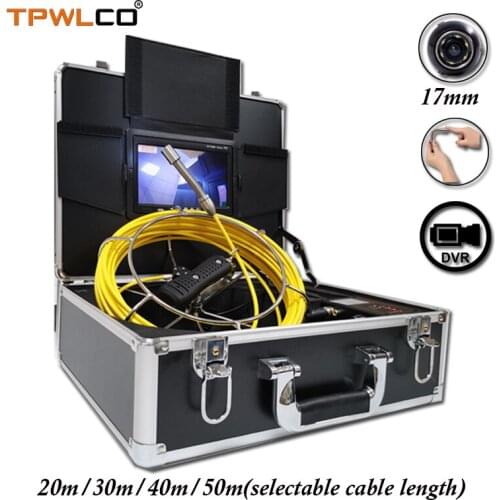 20-50m High Quality Cable 7inch Screen Pipe Inspection Push Camera System With DVR 17mm Industrial Endoscope Camera