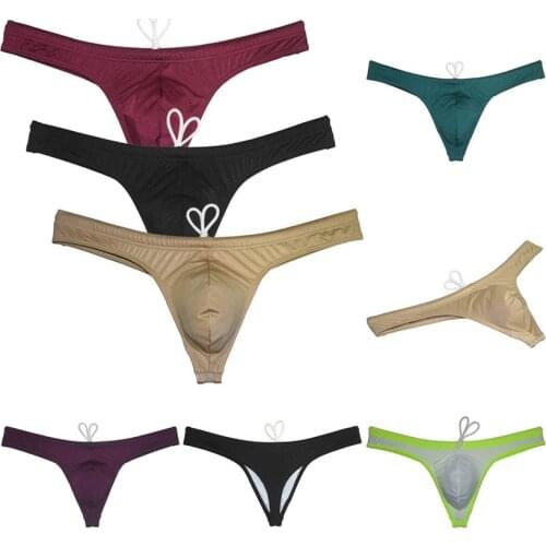 3PCS Mini Beachwear Men Solid Bikini Pouch Swim Thong Comfortable Swimwear T-back