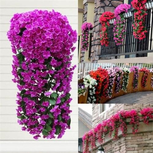 5 Petals Orchid Violet Artificial Flower Party Decoration Simulation Fake Flower Wedding Christmas Garden Wall Hanging Basket