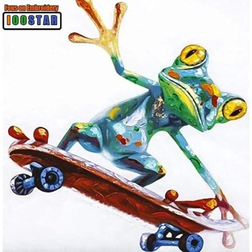 5D diy Diamond Painting Frog skateboarding Cross Stitch Portrait Wall Sticker Full Square Paste Embroidery Home Crafts Gift