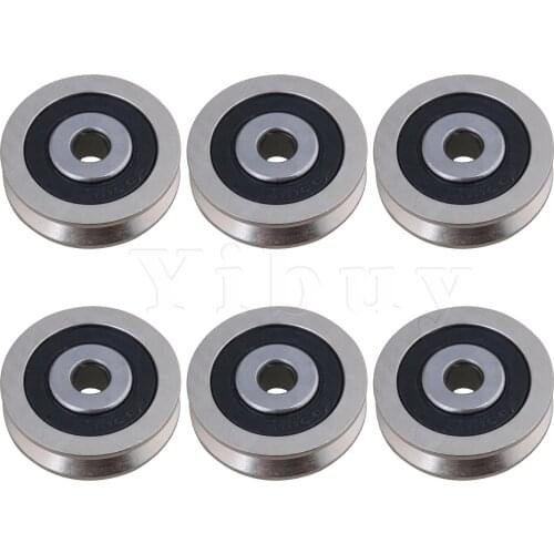 6 x Black V Shaped Sealed Bearings Steel Door Roller Guide Pulley Wheel