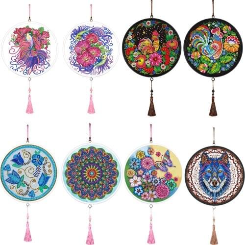 DIY Special Shape Diamond Painting Tassels Pendant Partial Drills Cat Butterfly Painting Wall Decoration Cross Stitch Kits