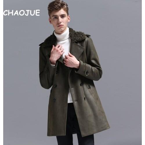 CHAOJUE 2018 Fall/Winter Warm Army Green Padded Jacket for Men Fashion Double Breasted Slim Fit Cotton-padded Coat Free Shipping