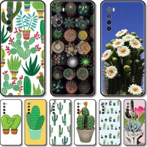 Green cactus Phone Case For Huawei Nova 2 3 4 5 6 7 8 SE i E Pro Lite black cell shell