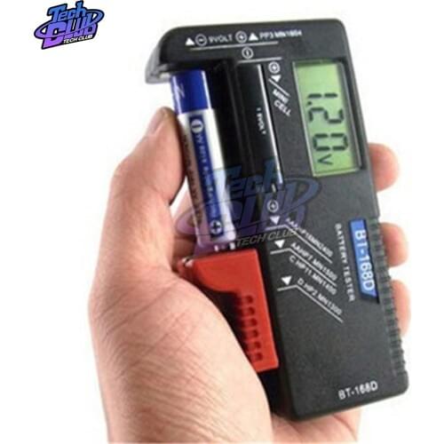 BT-168 LED Digital LCD Battery Tester Checker Volt Test Cell AA AAA C D 1.5V / 9V Button Cell Battery Meter Measuring Tool
