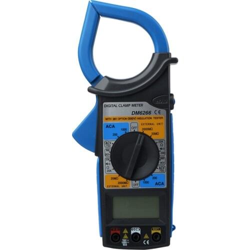 LCD Digital Meter With 2 Test Lead Clamp Meter AC DC Current Voltage Resistance Tester Multimeter Blue Measuring Tool DM6266