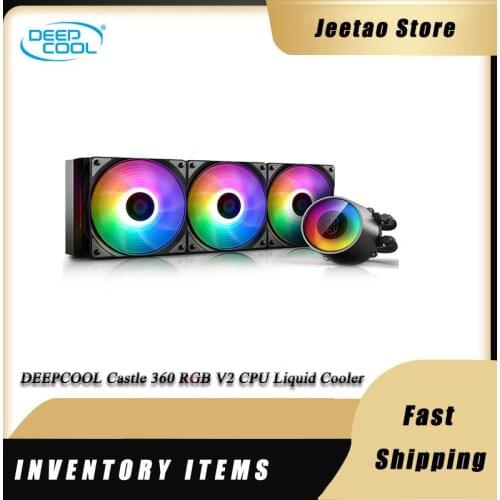 DEEPCOOL Castle 360 RGB V2 CPU Liquid Cooler 360mm, 3 120mm ADD-RGB PWM fans cooling for Intel 2066 2011 115x AMD TR4 AM4