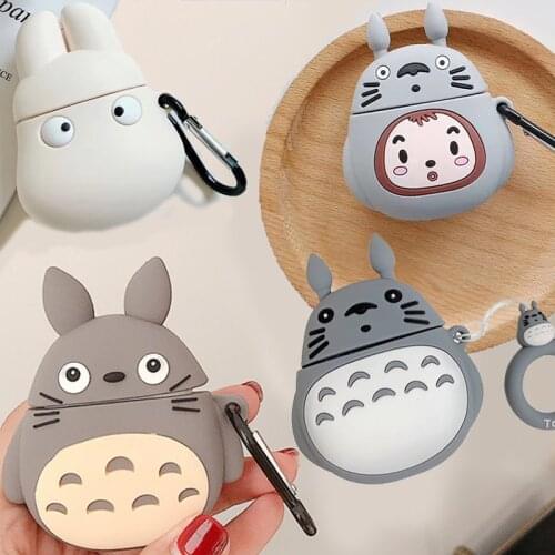 For Airpods 1 3D Cute Kawaii Japanese Anime Cartoon Totoro Case for Apple Airpods 2 Wireless Earphone Silicone Protective Cover