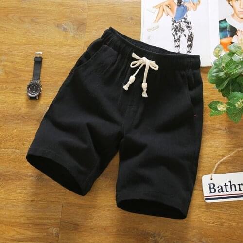 Hot Sale Summer Fashion Solid Cotton Pantalones Cortos Hombre Drawstring Waist Straight Plus Size M-5XL Mens Casual Beach Shorts