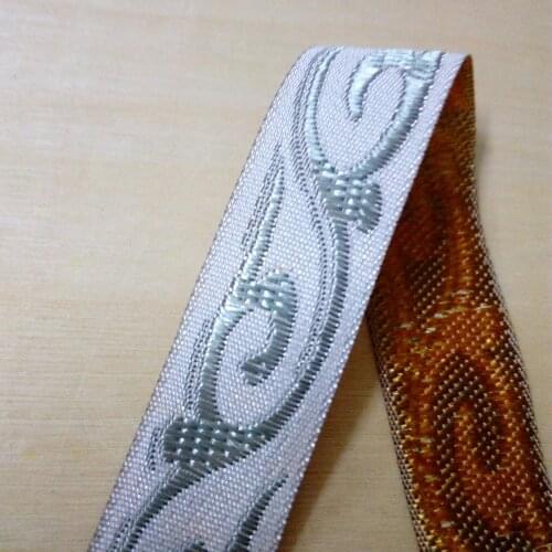 2cm 20mm 7/8'' Classic Shiny Gray White Cirrus Vine Trim Ethnic Lace Garment Costume Dog Collar National Jacquard Webbing Ribbon