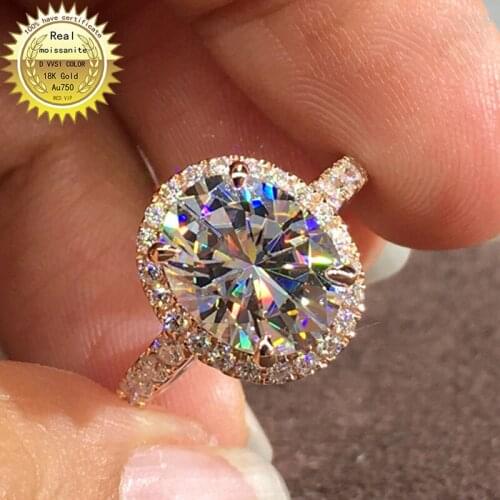 100% 18K Gold 2ct Oval Moissanite Diamond Ring D color VVS With national certificate 020