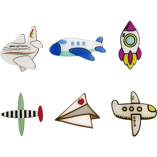 Fashion Acrylic Brooch For Women Vintage Pins For Backpacks Coat Cute Cartoon Plane Lapel Pins Cute Jewelry Badge Scarf Buckle