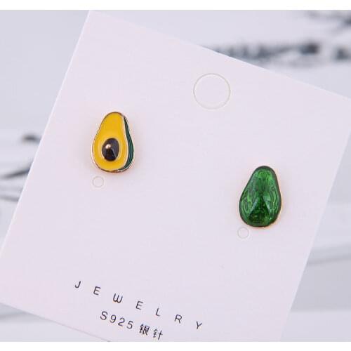Fashion Sweet OL Eyebrow Stud Earrings Oil Painted Enamel Earrings Green Jewelry Gift For Women