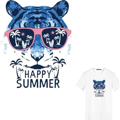 Cartoon cute Tiger head iron on patches heat transfer stickers badges shield decor tops jeans stripes DIY t-shirt print PVC E