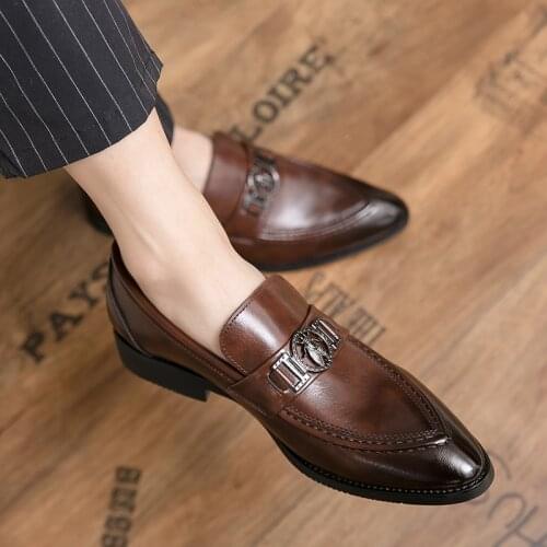 Mens shoes original casual leather shoes 2021 Korean sharp toe formal dress business stylist foot shoes zapatillas hombre обувь