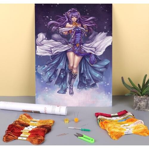 Cartoon Girl Woman Printed 11CT Cross Stitch DIY Embroidery Kit DMC Threads Hobby Painting Craft Handmade Different Gift