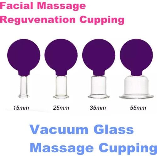 4pcs Facial Massage Reguvenation Vacuum Cupping Cups Set Rubber Head Anti Cellulite Massage Chinese Therapy Face Cupping Cans