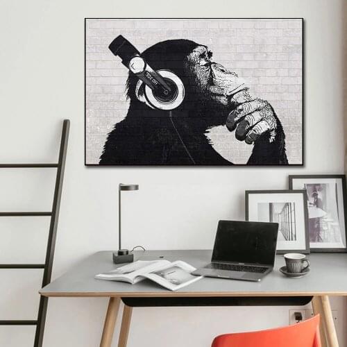 DJ Monkey Wall Art Posters Canvas Painting Art Animal Painting Modular Picture for Living Room Cuadros Boys Bedroom Home Decor
