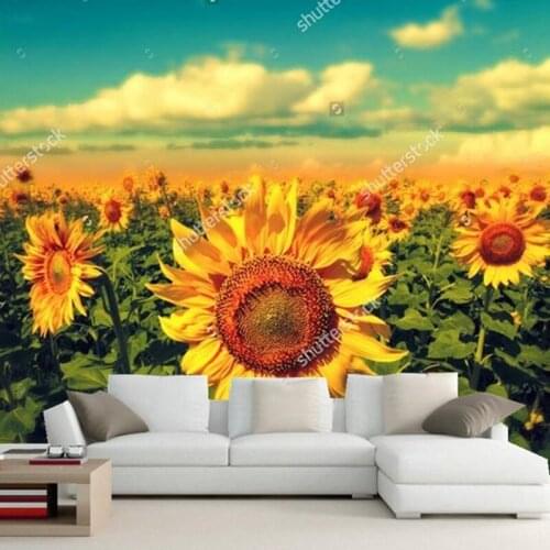 Custom mural wallpaper,Sunflower under the blue sky papel de parede,living room sofa TV wall bedroom 3d background wallpaper