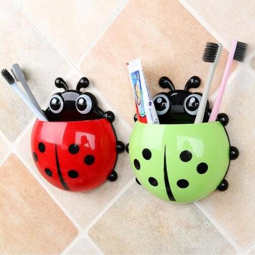 Cute Novelty Toothbrush Holder With Suction Cup Toothpaste Holder Big Ladybird