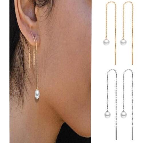 Line Ear Threader Earrings Thread Dangle Chain Pull-through Wire Earrings Gold Or Rose Gold For Woman Personality Gifts Jewelry