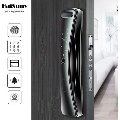 New Biometric Fingerprint Lock Security Smart Door Lock Password Electronic Locks Key IC Card Unlock APP Camera Electronic Lock