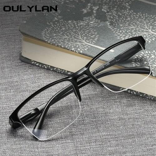 Oulylan Men Half Frame Reading Glasses Women Anti-fatigue Hyperopia Glasses Ultralight Presbyopia Eyeglasses Diopter +1.0 +1.25