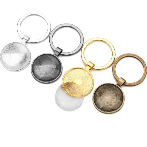 2pcs Dia 25mm 30mm Cabochon Base With Glass Cabochons Blank Charms Pendants Setting Keychains Diy Findings Supplies For Jewelry