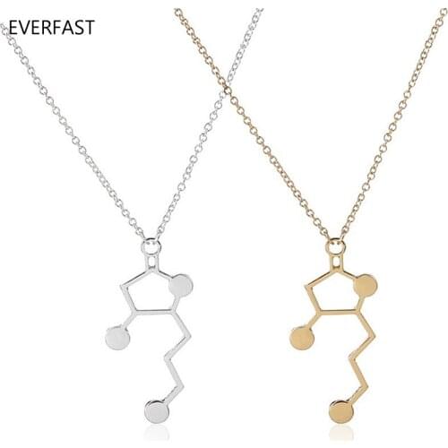 Wholesale 10pc/lot Whiskey Molecule Pendant Necklace Chemistry Jewelry Silver Gold Color Women Charm Science Necklaces Gift