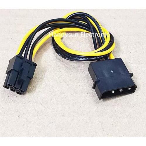 4Pin To 6Pin D type 4 Pin Female To 6 Pin Male PCI-E Power Adapte CPU Graphics Video Card Converter Cable 18AWG 20CM