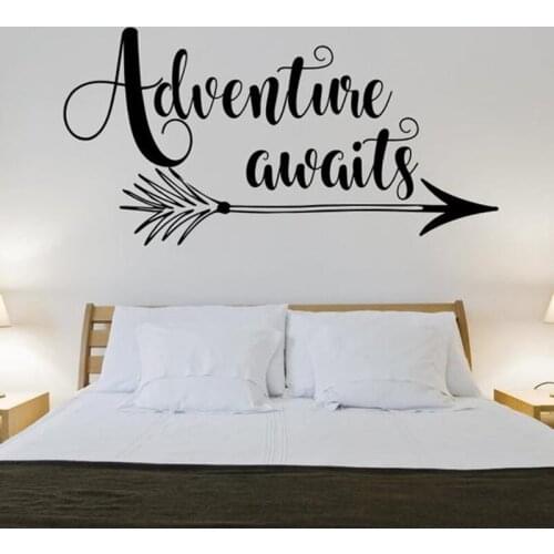 Adventure awaits wall decal Arrow Adventure camping Wall Sticker Home decor Design Vinyl decal Removable Art Wall Decor X146