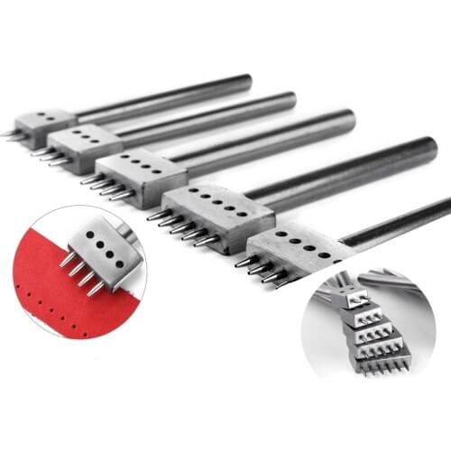 Leather Punch Tool 4/5/6/8mm Lacing Stitching Chisel Set Hole Row Circular Cut Hole Stitched Leather Punching Tools