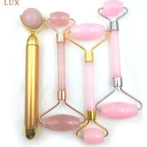 Natural Jade Rose Quartz Dual Heads Facial Massage Roller Body Massager Dark Circles Puffy Eyes Massage Relieve Fatigue Tools
