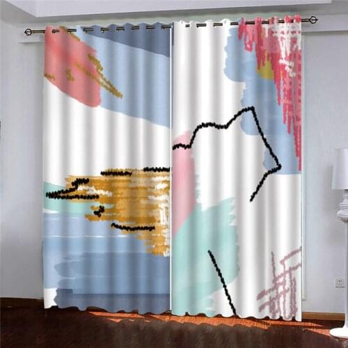 Customized size Luxury Blackout 3D Window Curtains For Living Room Cartoon color painting curtains for room